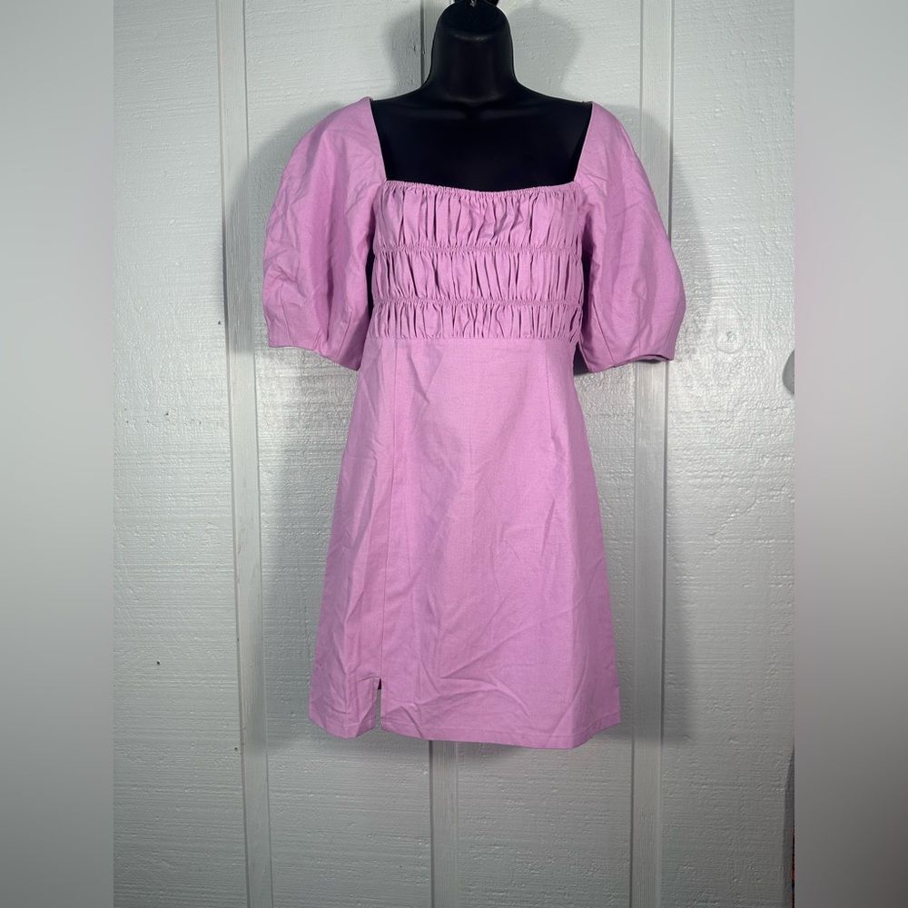 Lush Lavender Puff Sleeve Smocked Front Dress Size Medium NWT
